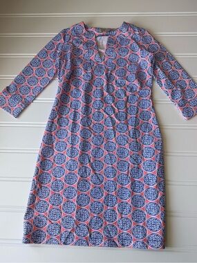 Katherine Way Mini Shift Dress Women's XS Stretch Medallion Print 2010
